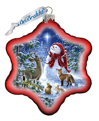 G.DeBrekht Heaven and Nature Snowman Glass Ornament Holiday Splendor