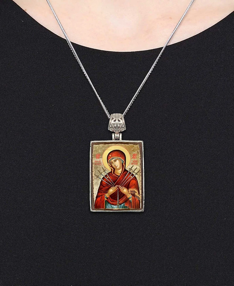G.DeBrekht Virgin Mary of the Seven Swords Religious Holiday Jewelry Necklace Monastery Icons