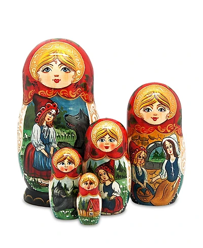 G.DeBrekht 5 Piece Riding Hood Russian Matryoshka Nested Doll Set