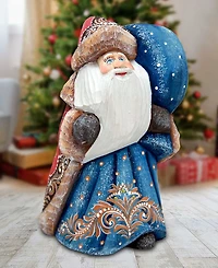 G.DeBrekht Woodcarved and Hand Painted Santa Reindeer Figurine with Bag