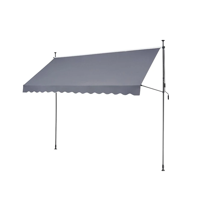 Sugift 138 x 47 in Retractable Patio Awning Sunshade Shelter Manual Crank Adjustable Height