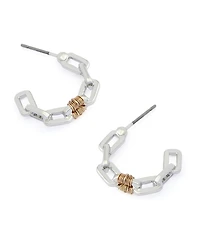 Robert Lee Morris Soho Two-Tone Paper Clip Frozen Chain Hoop Earrings