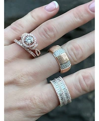 Suzy Levian Sterling Silver Cubic Zirconia Double Row Baguette Wide Eternity Band