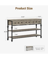 gaomon 53" 3-Tier 3-Drawer Console Sofa Table (Hallway/Living Room