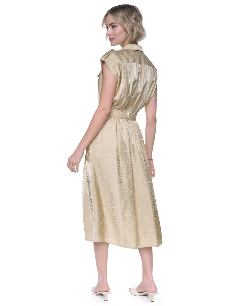 Dkny Women's Collared Neck Twinkle Cargo Dress