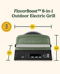 Cuisinart 14.6" FlavorBoost 8-in-1 Outdoor Electric Grill