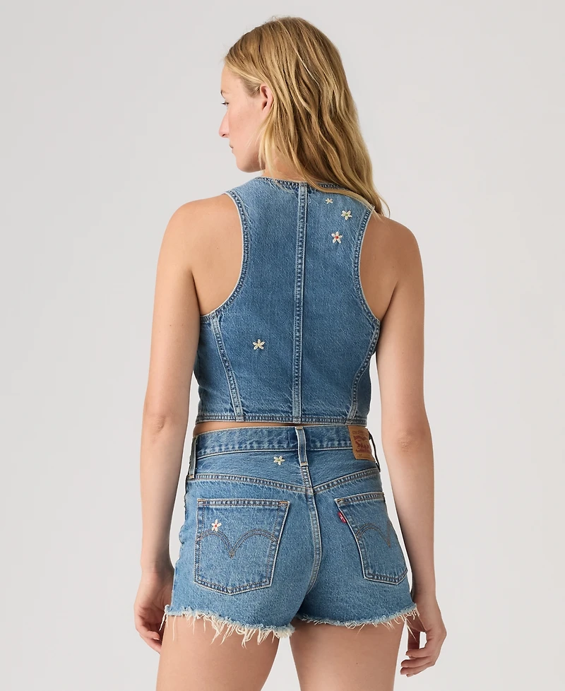 Levi's Women's Embroidered Mainline V-Neck Cotton Racer Vest