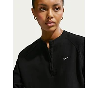 Nike Women's Sportswear Chill Waffle Oversized Long-Sleeve Henley Top