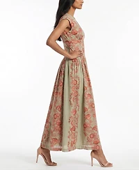 Taylor Women's V-Neck Floral Print A-Line Dress