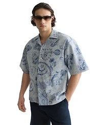 Scotch & Soda Men's Jacquard Spread Collar Short-Sleeve Shirt