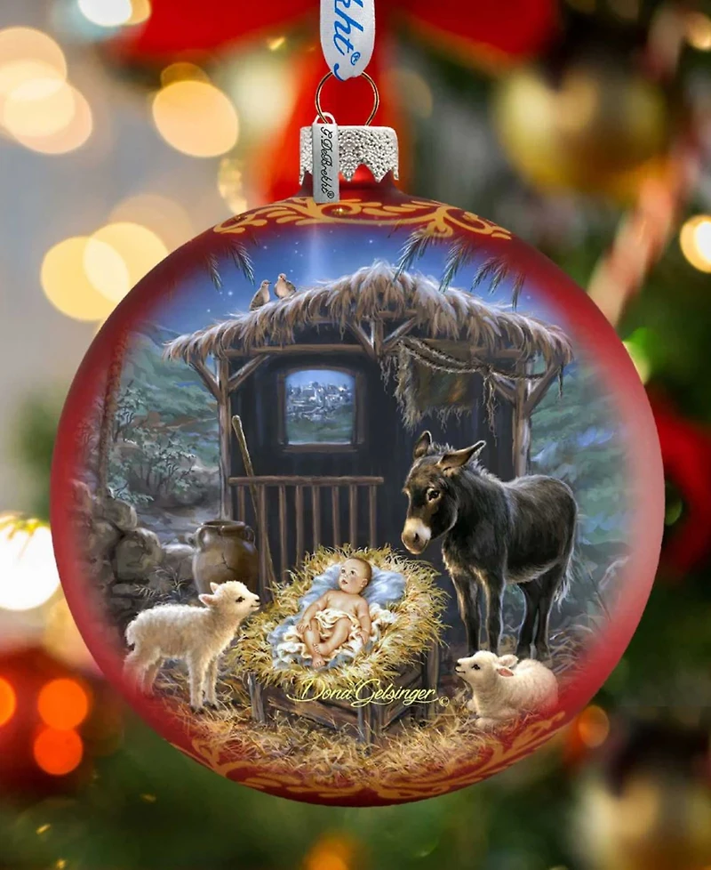 G.DeBrekht Born in A Stable Glass Ornament by Dona Gelsinger