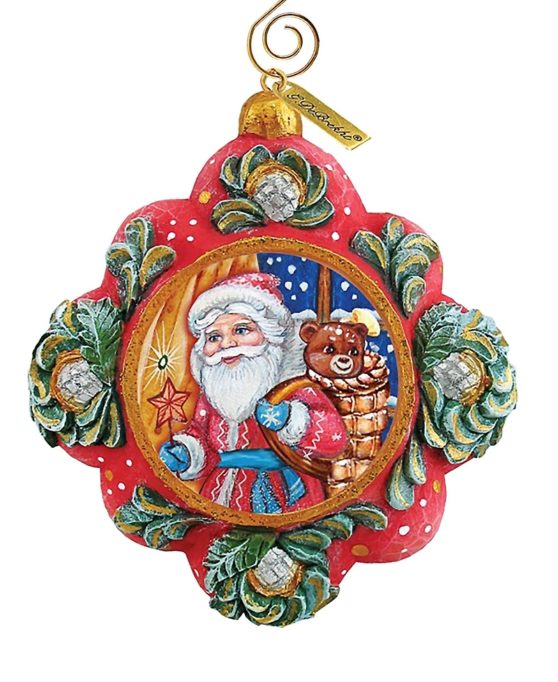 G.DeBrekht Hand Painted Scenic Ornament Gift Giver Santa