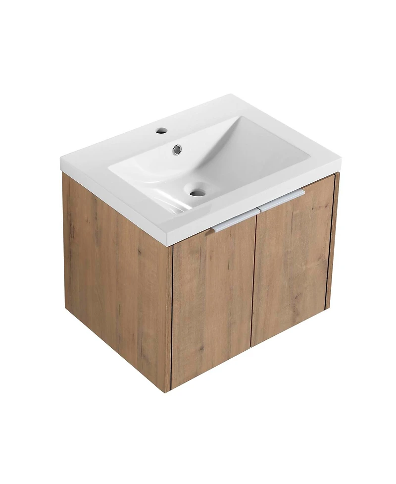 Sillysis Floating Bathroom Vanity with Resin Sink, Modern Plywood Cabinet