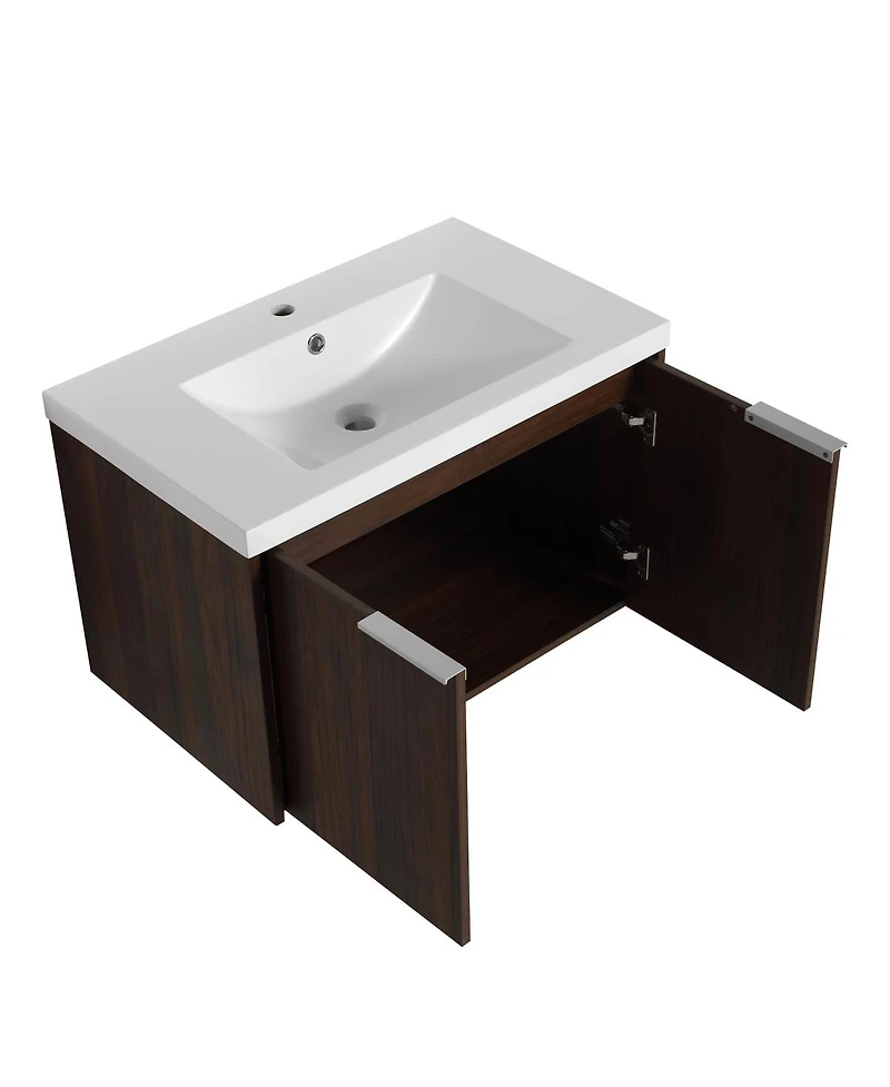 Sillysis Floating Bathroom Vanity with Resin Sink, Modern Plywood Cabinet