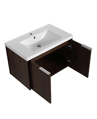 Sillysis Floating Bathroom Vanity with Resin Sink, Modern Plywood Cabinet