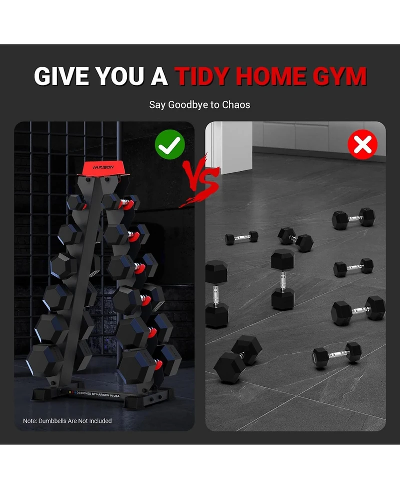 Harison 6-Tier Dumbbell Rack Stand, A-Frame Weight Storage for Home Gym