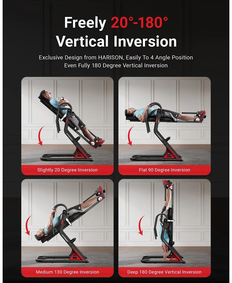 Harison Heavy Duty Inversion Table for Back Pain Relief, 350 Lbs Capacity (Hrm-407)