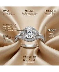 Sterling Silver Mounted Cubic Zirconia Solitaire with Halo Ring