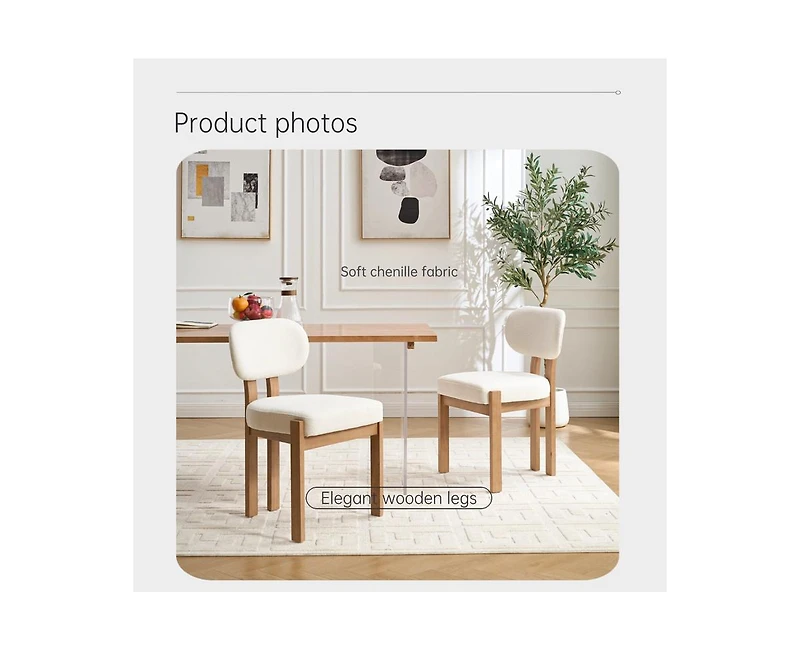 sumyeg Wooden Dining Chairs Set of 2 with Upholstered Fabric Seat for Kitchen and Dining Room