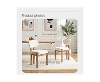 sumyeg Wooden Dining Chairs Set of 2 with Upholstered Fabric Seat for Kitchen and Dining Room