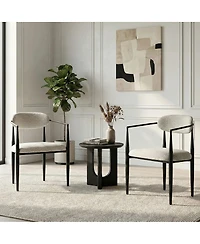 Maison Boucle Wide Upholstered Dining Chairs Set of 2, Metal Legs, Modern Armchair