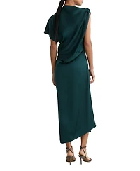 Reiss Women's Satin Asymmetric Draped Midi Dress