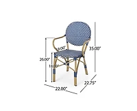 sumyeg French Style Outdoor Accent Chairs with Rattan and Bamboo Print Aluminum Frame(Set of 2