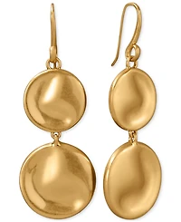 Donna Karan Worn 24k Gold Plated Double Drop Wave Coin Earrings