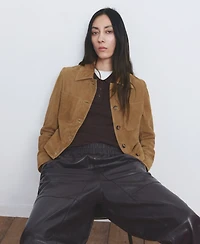 Mango Women's Buttons Suede Jacket