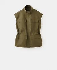 Mango Women's Pockets High-Neck Vest