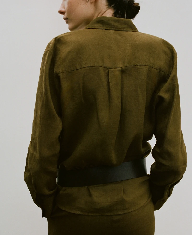 Mango Women's Pocket Linen Shirt