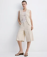 Mango Women's Mid-Rise Striped Bermuda Shorts