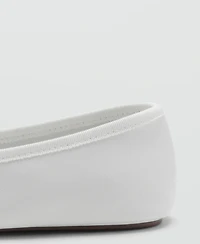 Mango Women's Bow Leather Ballet Flats