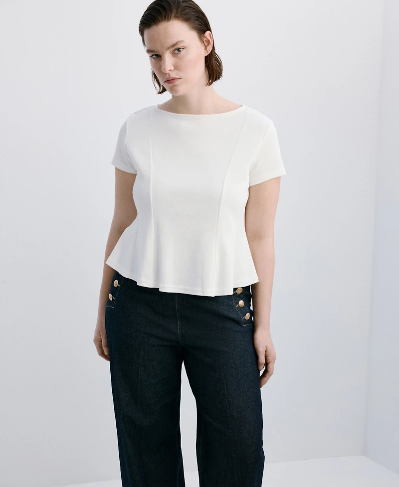 Mango Women's Side Buttons Wide-Leg Jeans