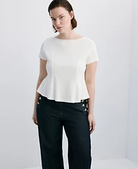 Mango Women's Side Buttons Wide-Leg Jeans