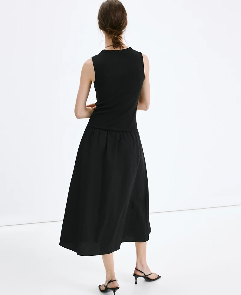 Mango Women's Contrast-Bodice Dress