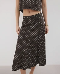 Mango Women's Polka-Dot Linen Skirt