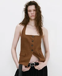 Mango Women's Linen Suit Vest