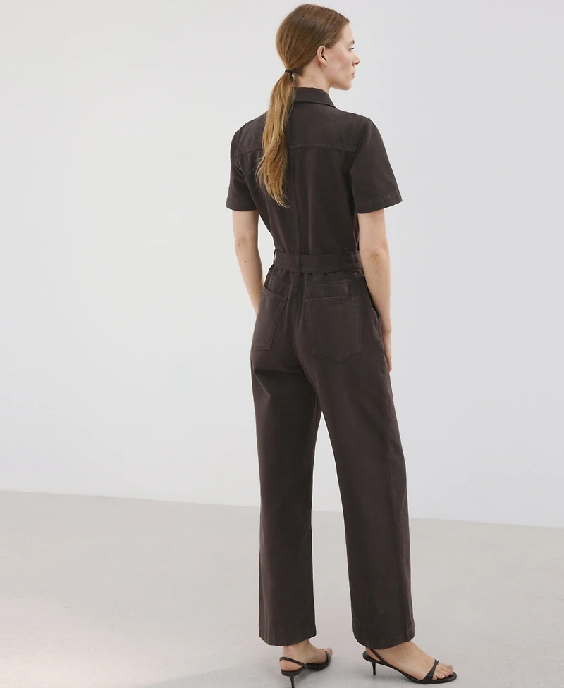 Mango Women's Zip Denim Jumpsuit