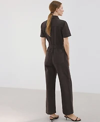 Mango Women's Zip Denim Jumpsuit