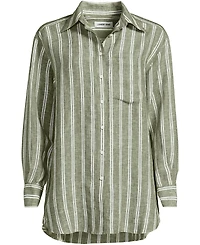 Lands' End Women's Linen Oversized Button Front Shirt