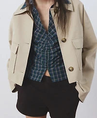 Mango Women's Gathered Check Blouse