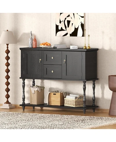 gaomon Entryway Table with 2 Drawers, 42" Vintage Console Table with Storage Shelf and 2 Doors, Farmhouse Buffet Sideboard Cabinet