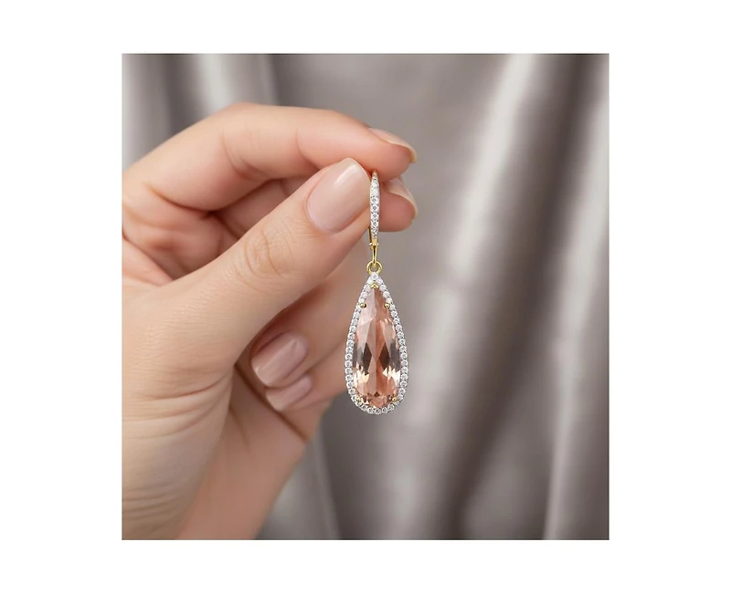 Elegant Teardrop Shaped Earrings with A Cubic Zirconia Middle Stone
