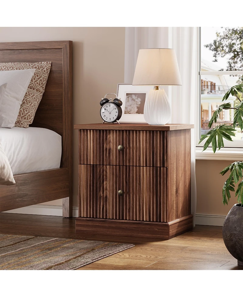 gaomon Adult 2-Drawer Nightstand, Engineered Wood Storage Bedside Table