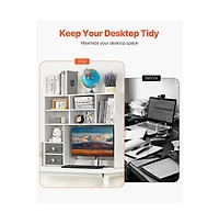 Sugift 3 Tier Desktop Bookshelf 37 x 10 x 31.1 in Office Storage Organizer