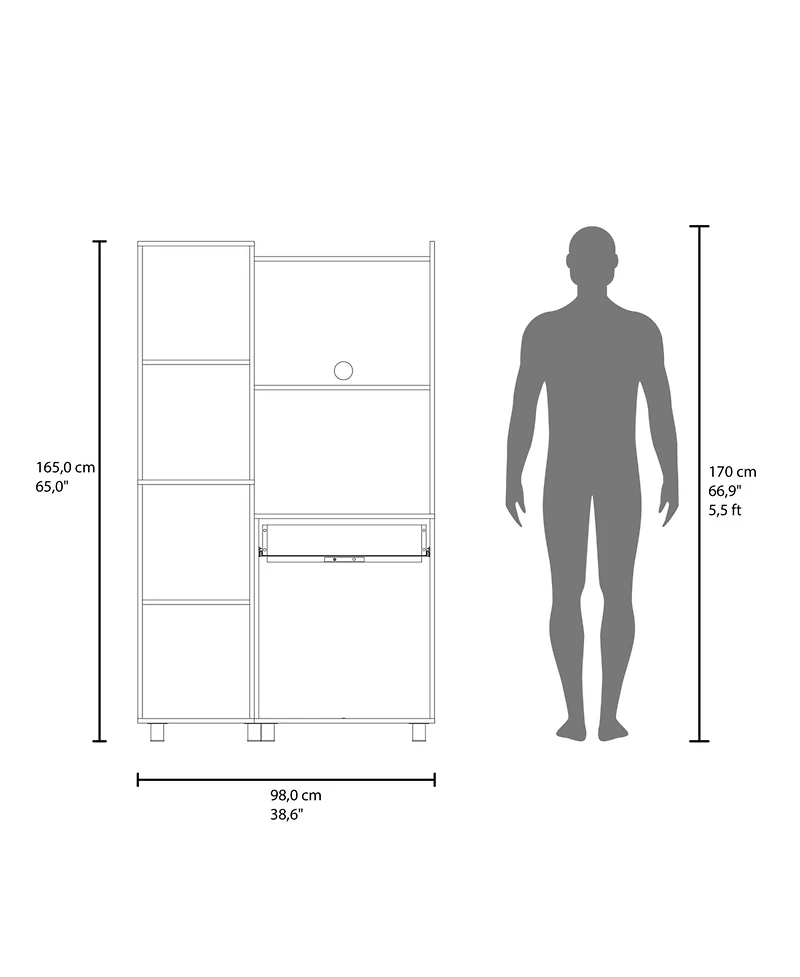 Fm Furniture Soul Kitchen Storage Cabinet with Microwave Shelf, Drawer, and Open Compartments