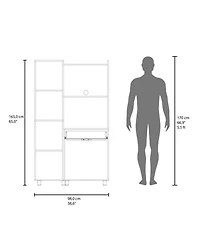 Fm Furniture Soul Kitchen Storage Cabinet with Microwave Shelf, Drawer, and Open Compartments