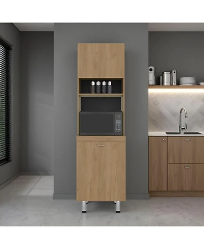 Fm Furniture Arlo Multi-Purpose Tall Storage Cabinet with Open Shelving and Lower Cabinet