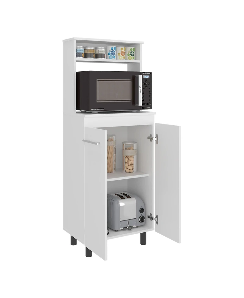 Fm Furniture Taylor Kitchen Storage Cabinet with Microwave Shelf and Doors